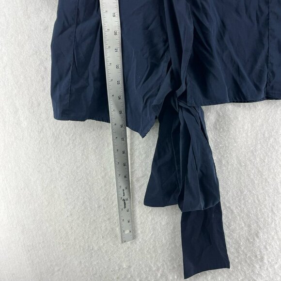 Diane Von Furstenberg Blazer Women's Sz 4 Navy Blue Tie Wrap Roll Tab 3/4 Sleeve - Picture 4 of 11